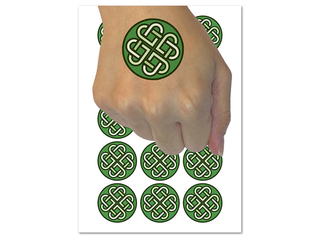 Celtic Shamrock Knot Outline Temporary Tattoo Water Resistant Fake Body Art Set Collection (1 Sheet)